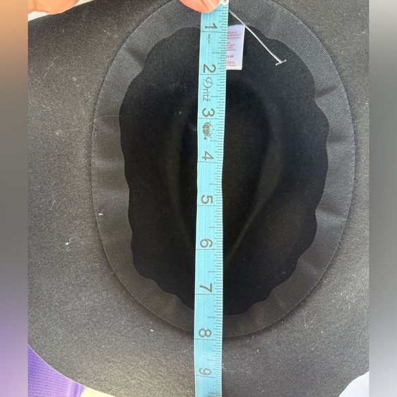 Black Wide Brim women’s Fedora Hat 100% Wool Size small /Medium 90s, boho - Picture 6 of 7